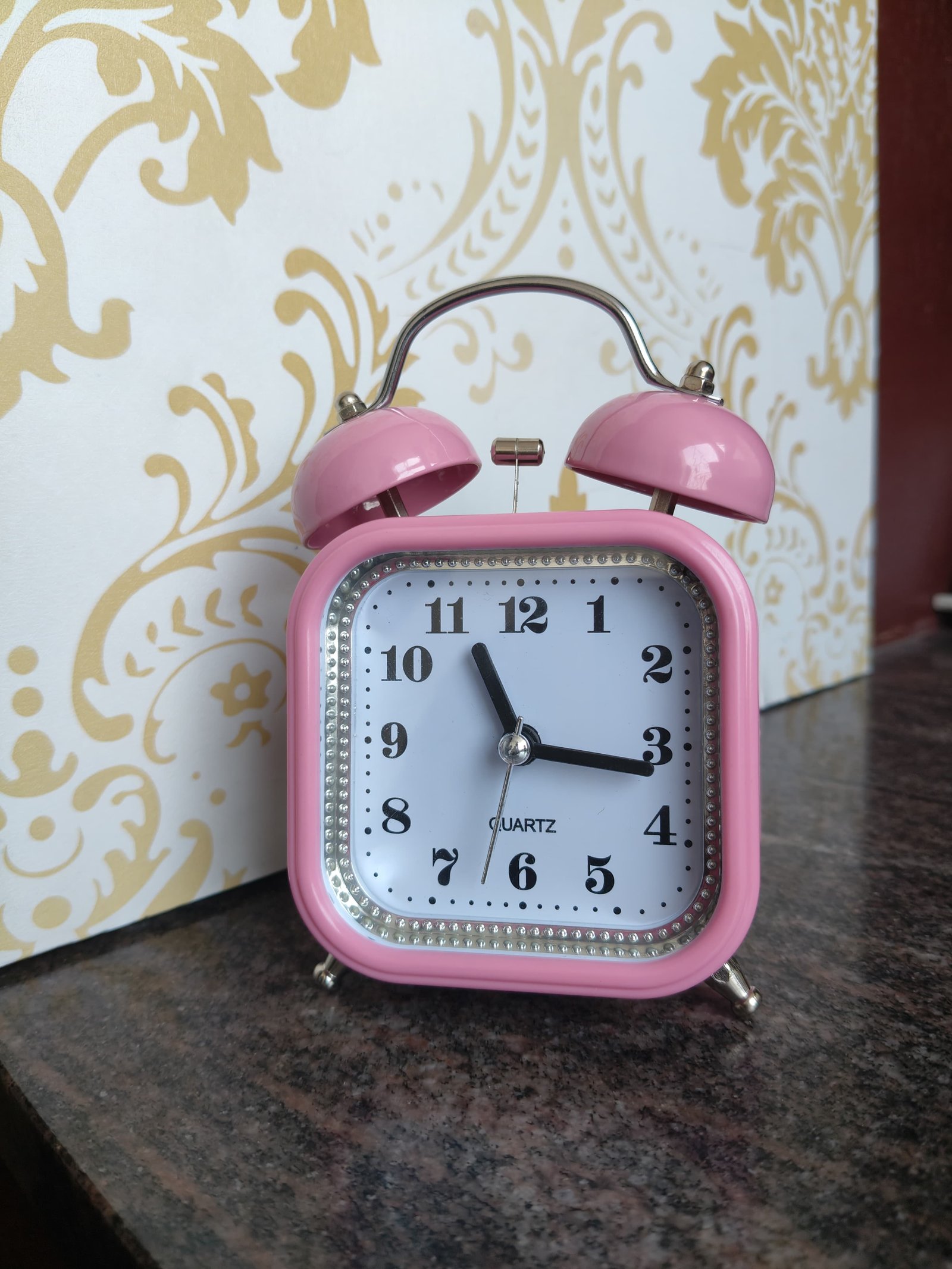 Pink Alarm Clock -Twin Bell  With Back Light thumbnail 1